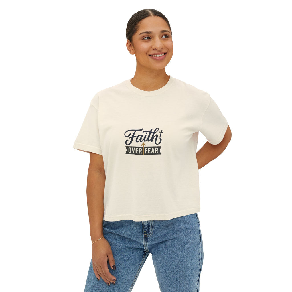 Faith Over Fear Boxy Tee — Pigment-Dyed Women's Graphic Shirt – product view 10