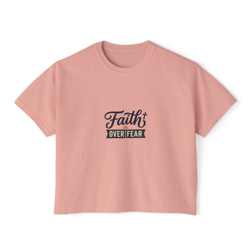 Faith Over Fear Boxy Tee — Pigment-Dyed Women's Graphic Shirt – product view 5