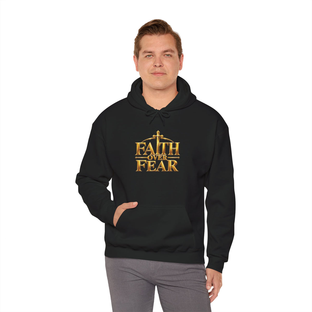 Faith Over Fear Gold Cross Hoodie — product image 8
