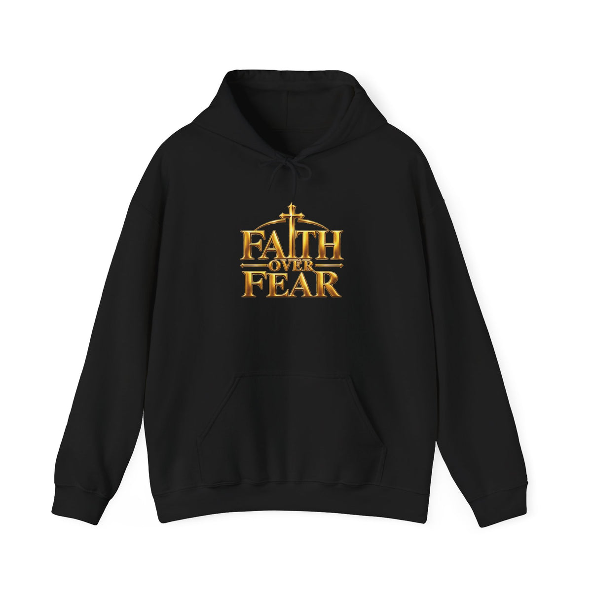 Faith Over Fear Gold Cross Hoodie — product image 1
