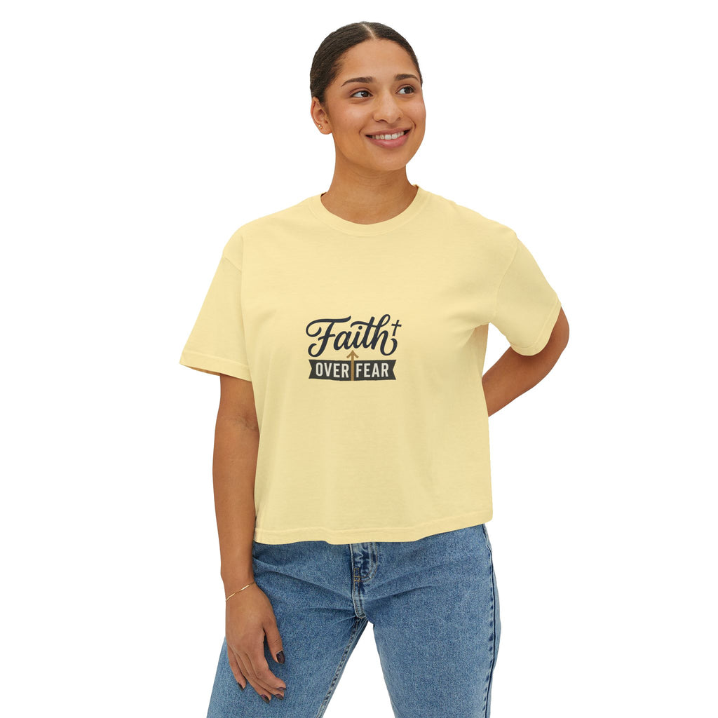 Faith Over Fear Boxy Tee — Pigment-Dyed Women's Graphic Shirt – product view 13