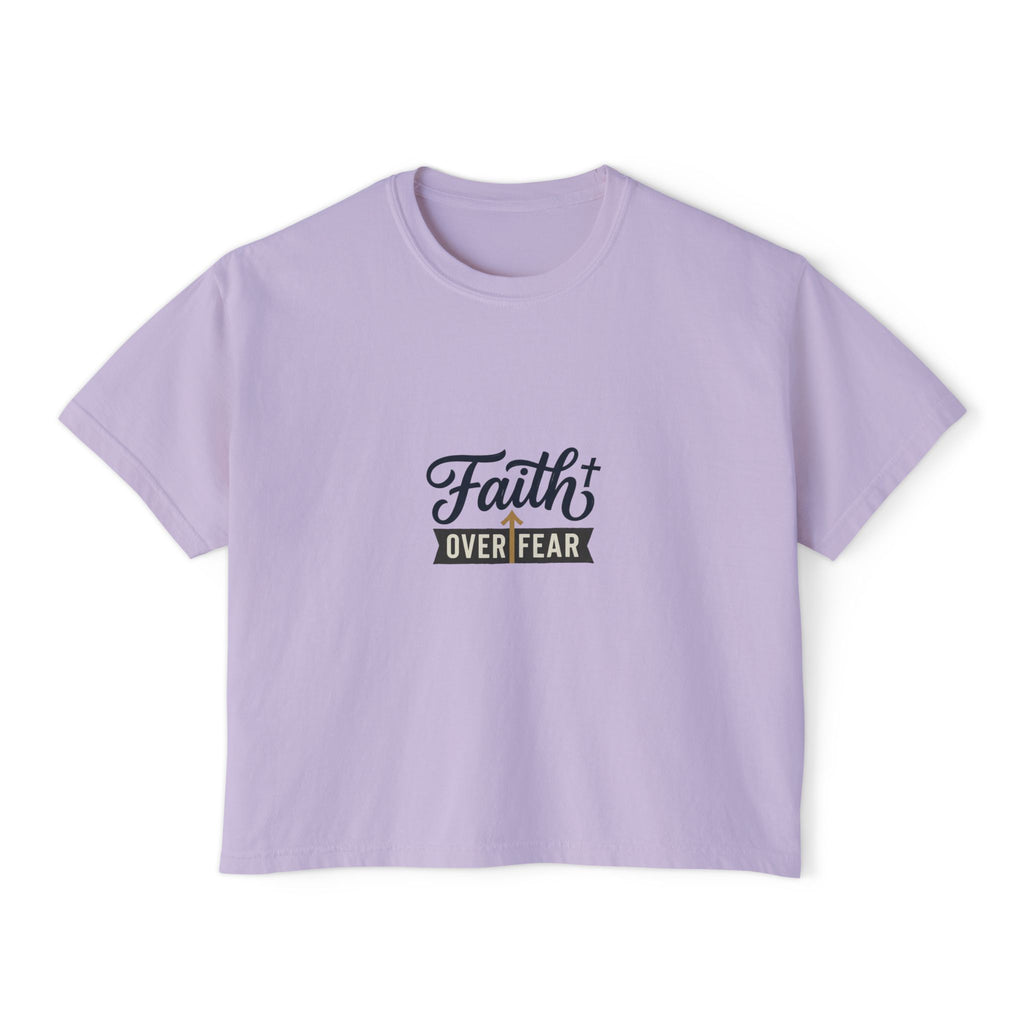 Faith Over Fear Boxy Tee — Pigment-Dyed Women's Graphic Shirt – product view 8
