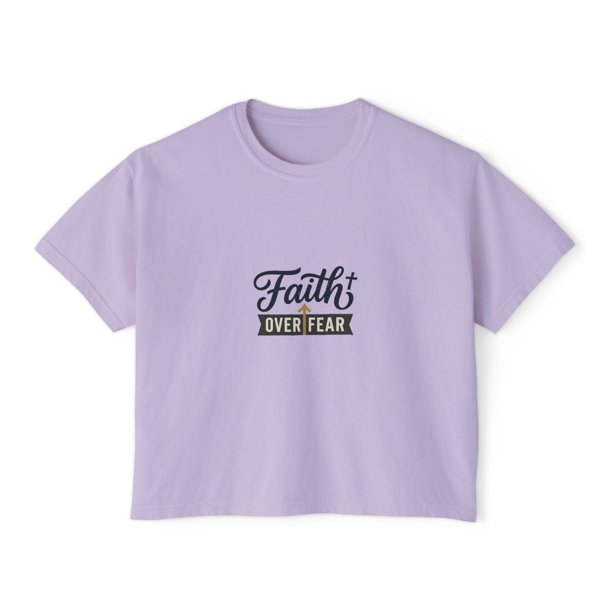 Faith Over Fear Boxy Tee — Pigment-Dyed Women's Graphic Shirt – product view 8