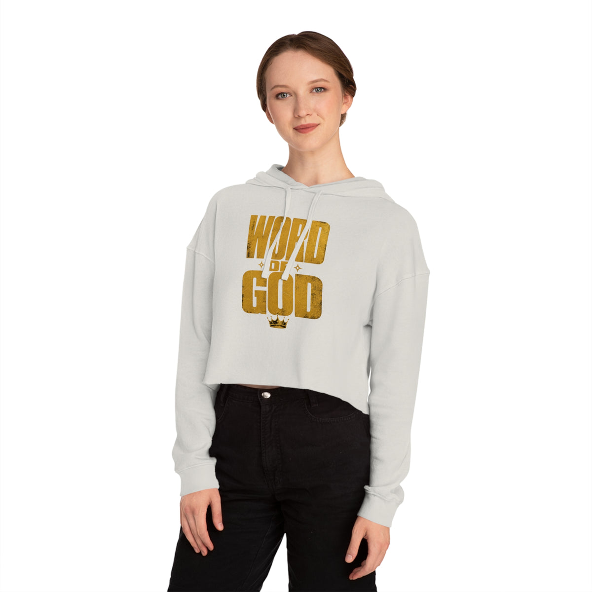 Word of God Gold Crown Women's Cropped Hoodie