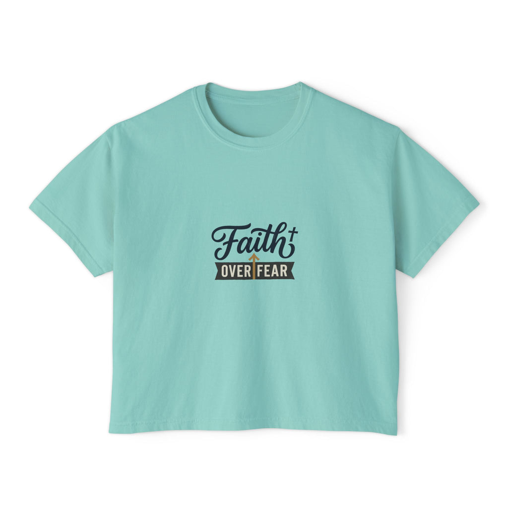 Faith Over Fear Boxy Tee — Pigment-Dyed Women's Graphic Shirt – product view 7