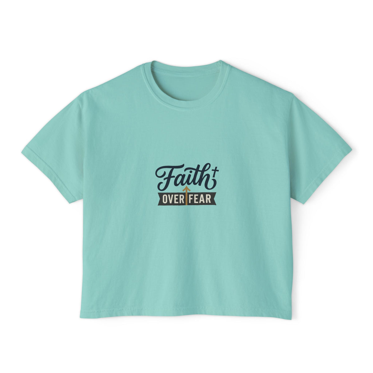 Faith Over Fear Boxy Tee — Pigment-Dyed Women's Graphic Shirt – product view 7