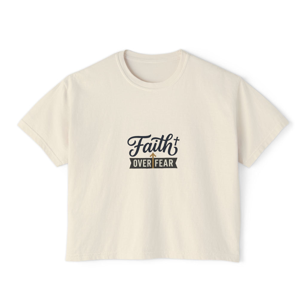 Faith Over Fear Boxy Tee — Pigment-Dyed Women's Graphic Shirt – product view 4