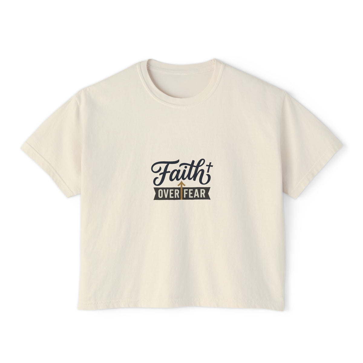 Faith Over Fear Boxy Tee — Pigment-Dyed Women's Graphic Shirt – product view 4