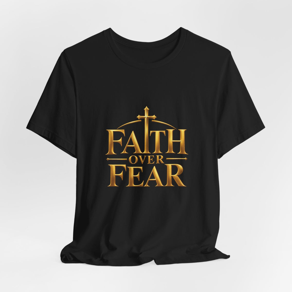 Faith Over Fear Gold Cross T-Shirt — product image 3