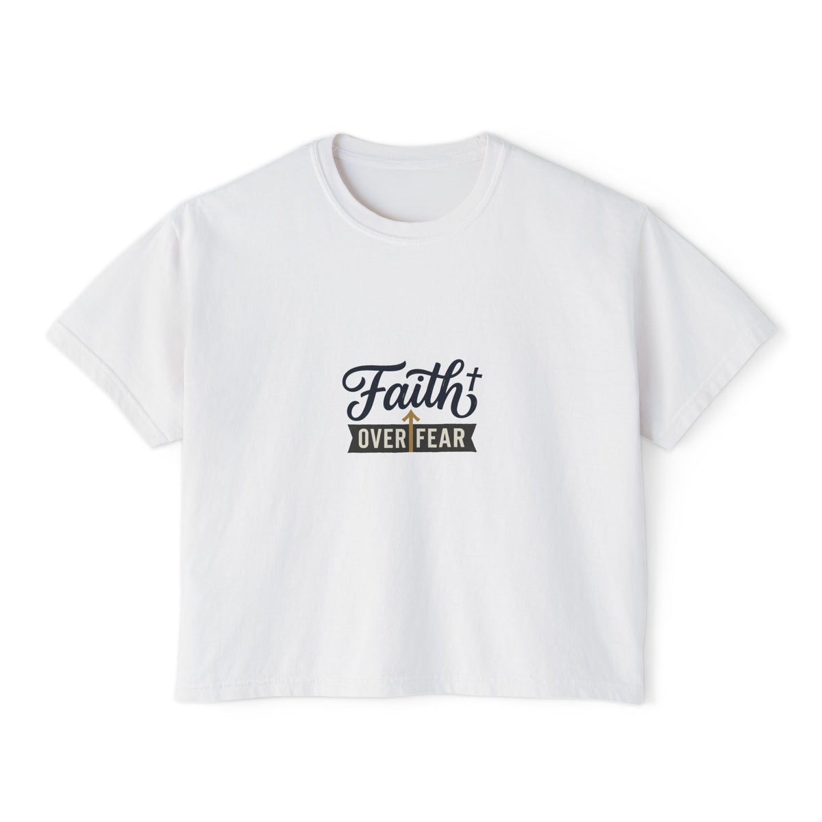 Faith Over Fear Boxy Tee — Pigment-Dyed Women's Graphic Shirt – product view 3