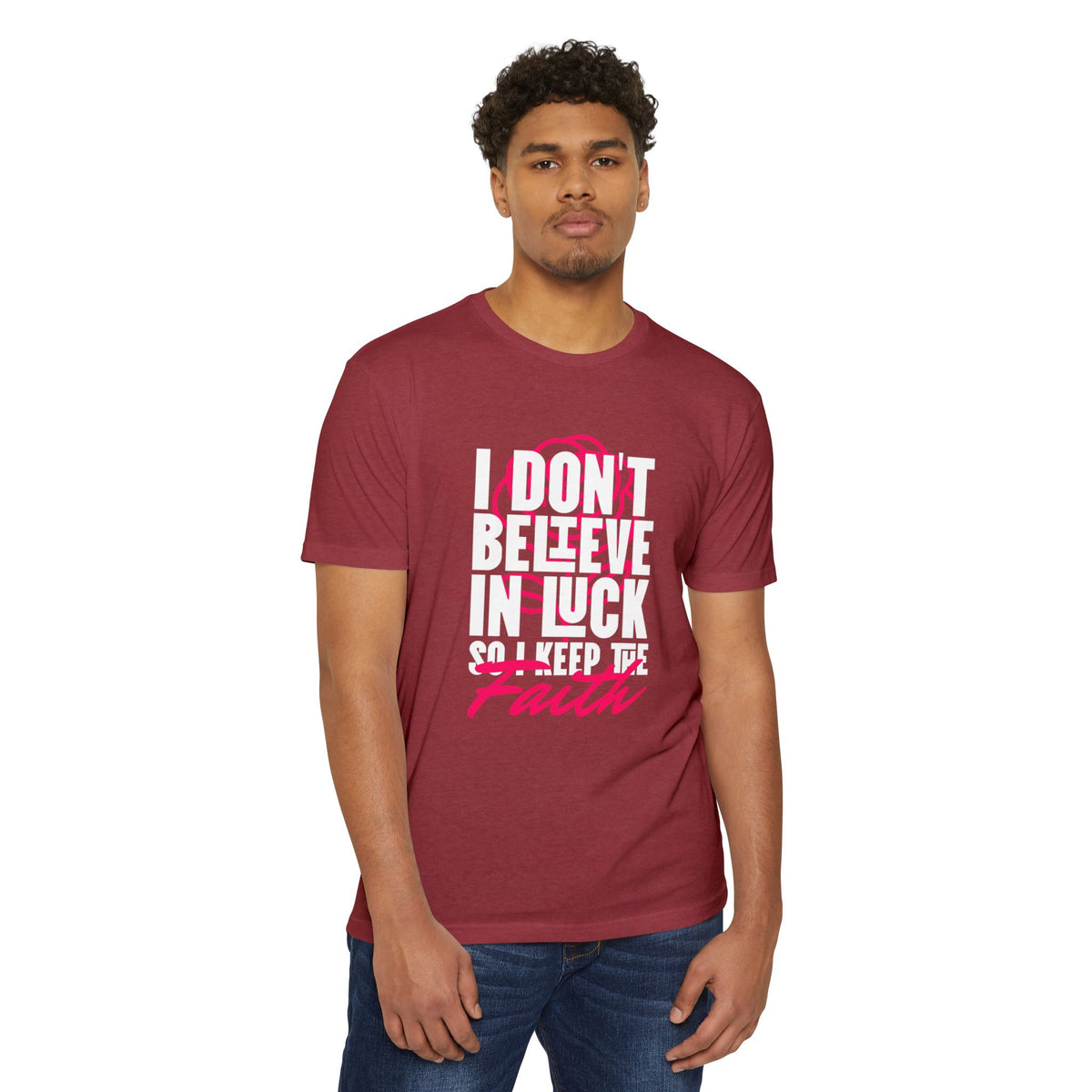 Over Luck T-Shirt – Conviction Over Superstition – product view 3