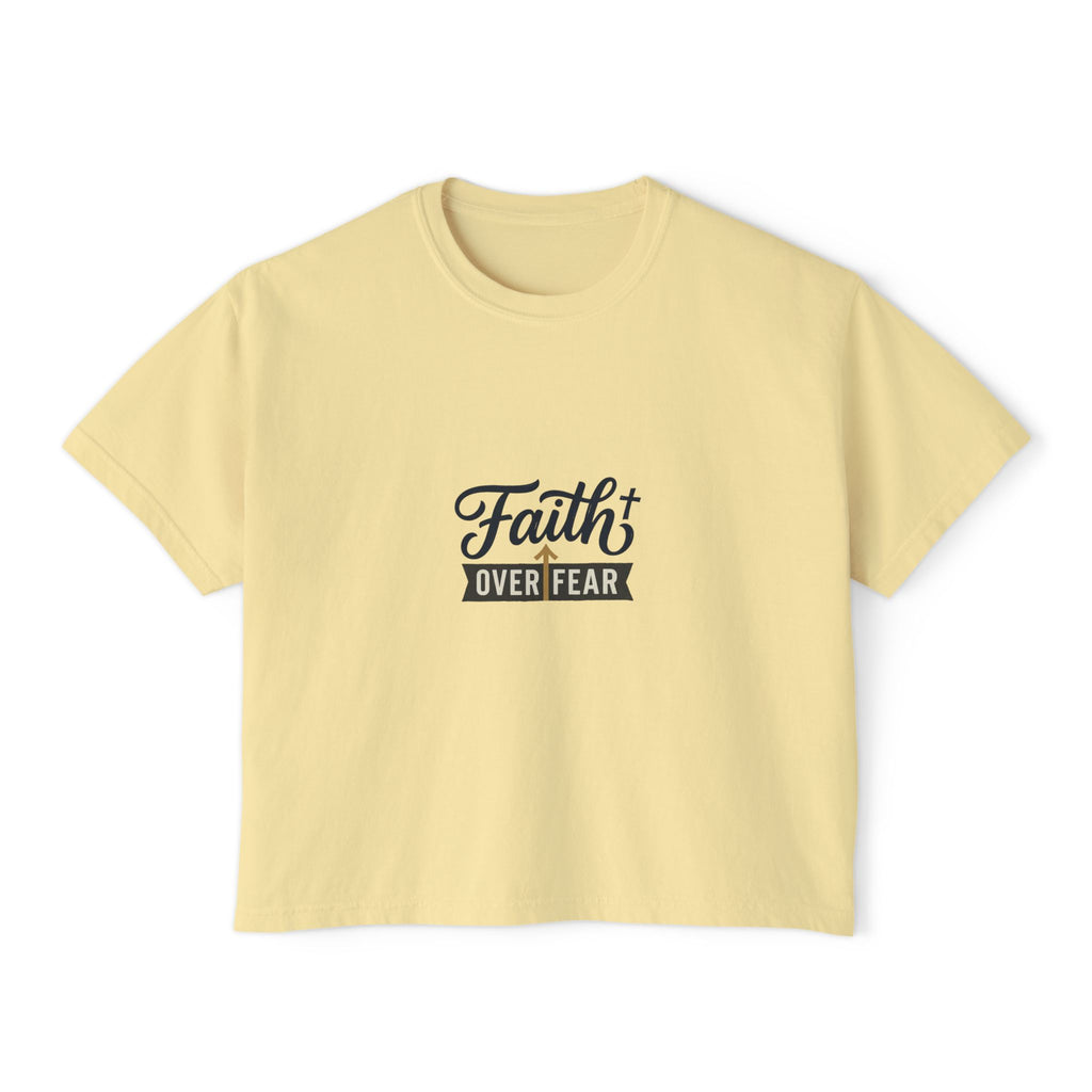 Faith Over Fear Boxy Tee — Pigment-Dyed Women's Graphic Shirt – product view 6