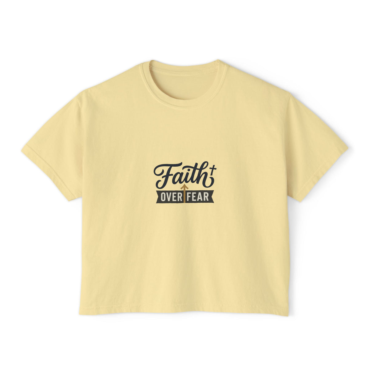 Faith Over Fear Boxy Tee — Pigment-Dyed Women's Graphic Shirt – product view 6