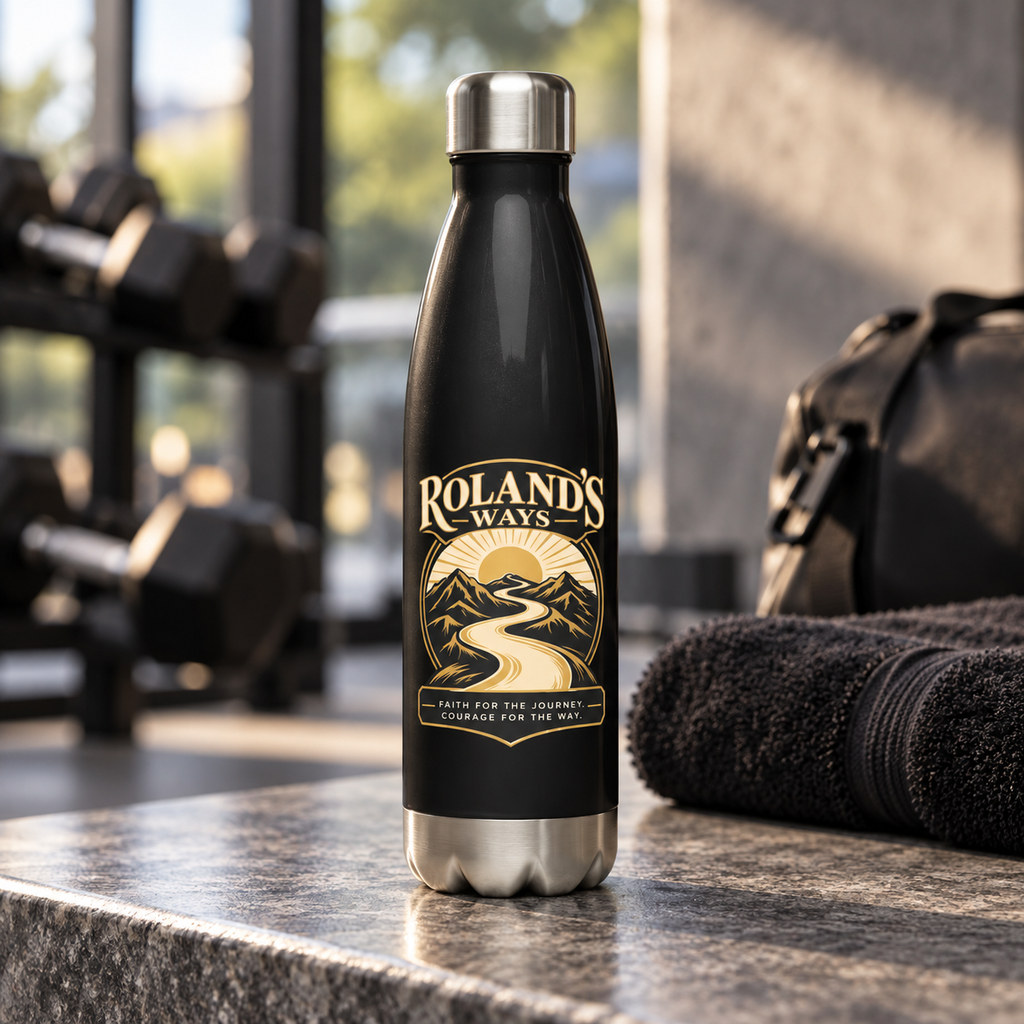 Faith for the Journey 17 oz stainless steel bottle presentation