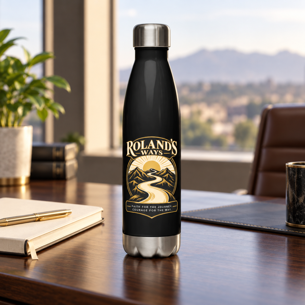 Faith for the Journey black insulated water bottle lifestyle image