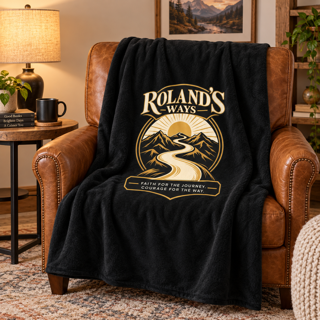Faith for the Journey velveteen blanket styled in a cozy living space
