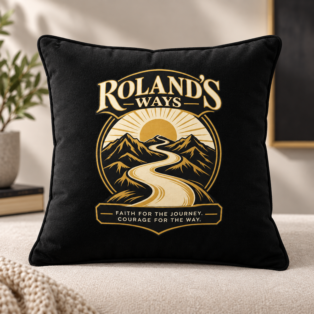 Faith for the Journey 18 inch pillow home décor presentation