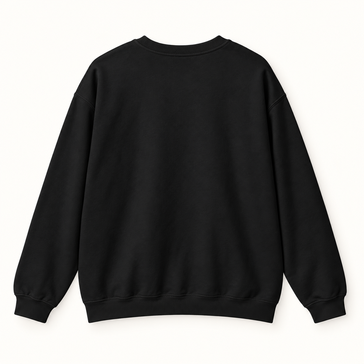 Plain black back of the Roland’s Ways You’re Doing Better Than You Think crewneck.