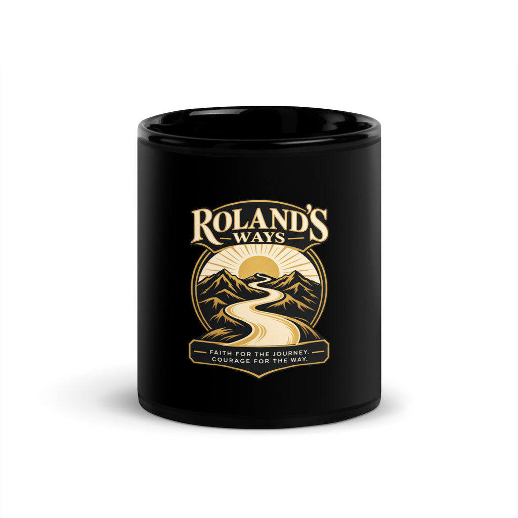 Faith for the Journey Black Glossy Mug, 11 oz front view
