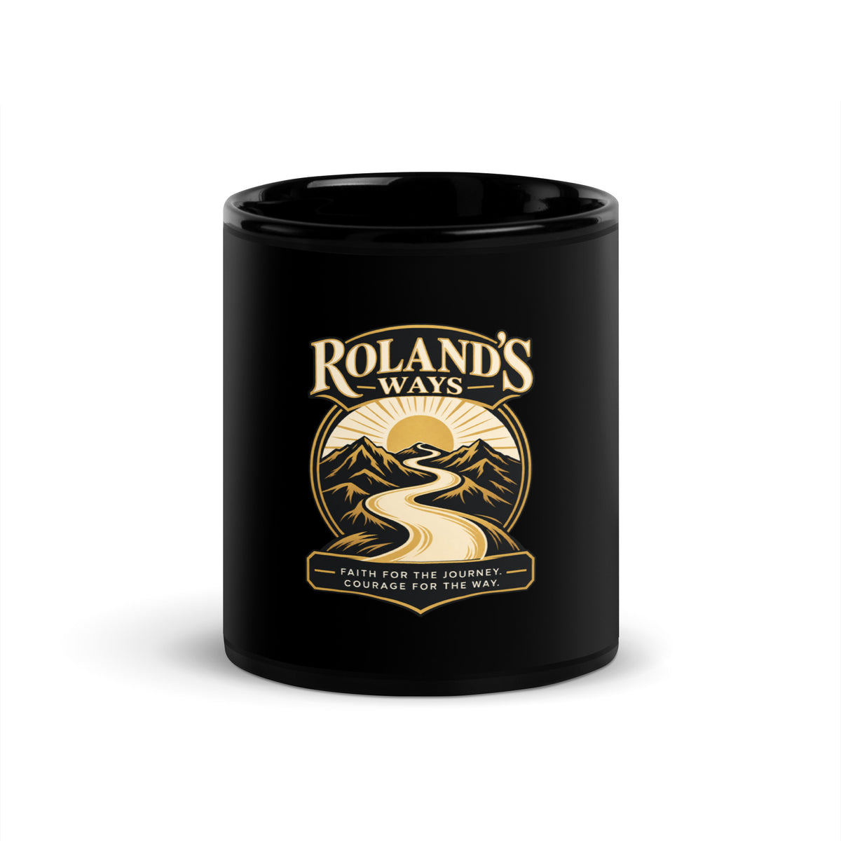 Faith for the Journey Black Glossy Mug, 11 oz front view