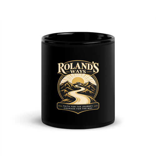 Faith for the Journey Black Glossy Mug, 11 oz front view