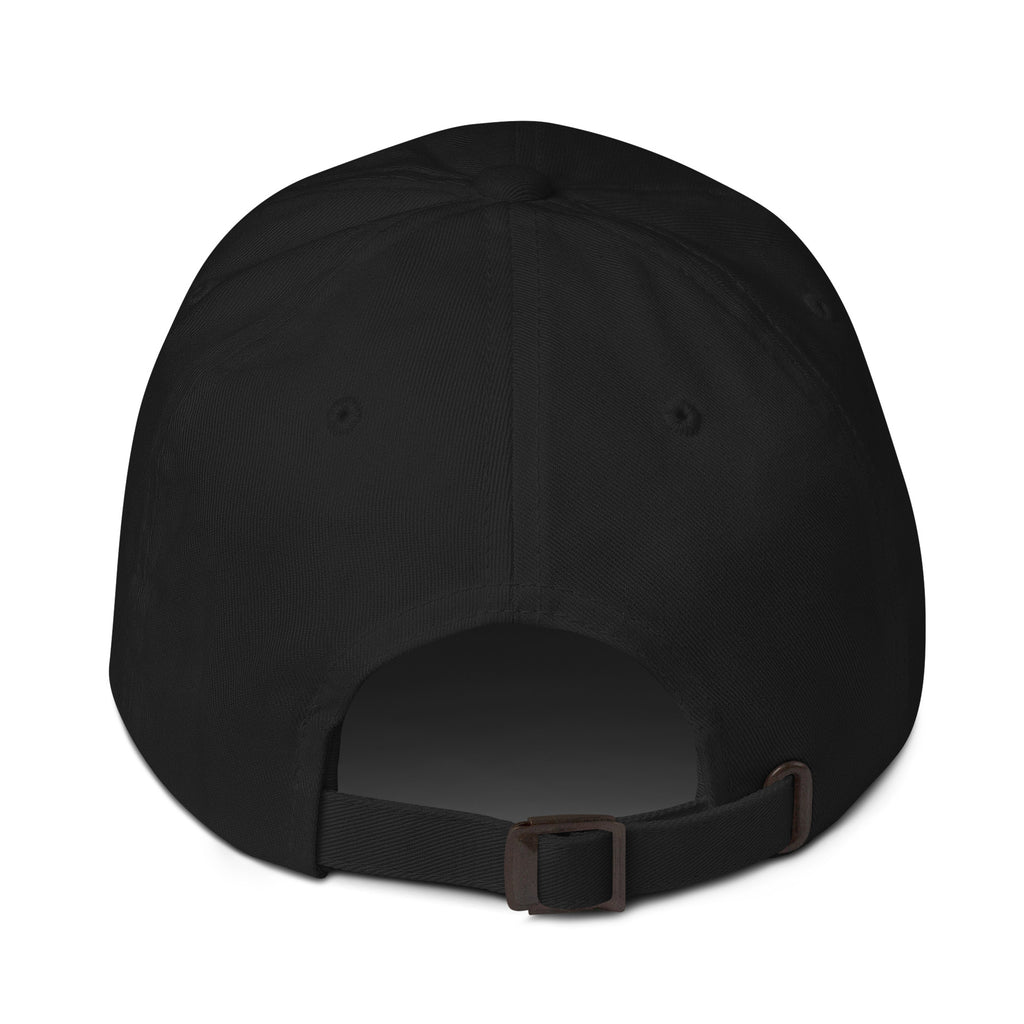 Black Roland’s Ways embroidered cap, back view with adjustable strap
