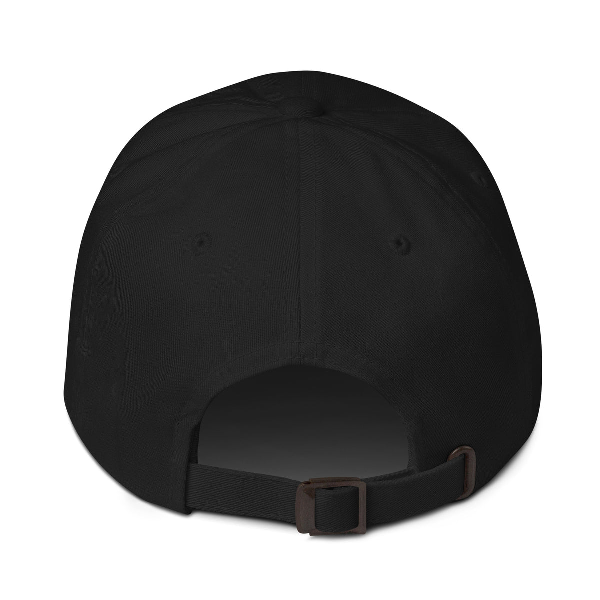 Black Roland’s Ways embroidered cap, back view with adjustable strap