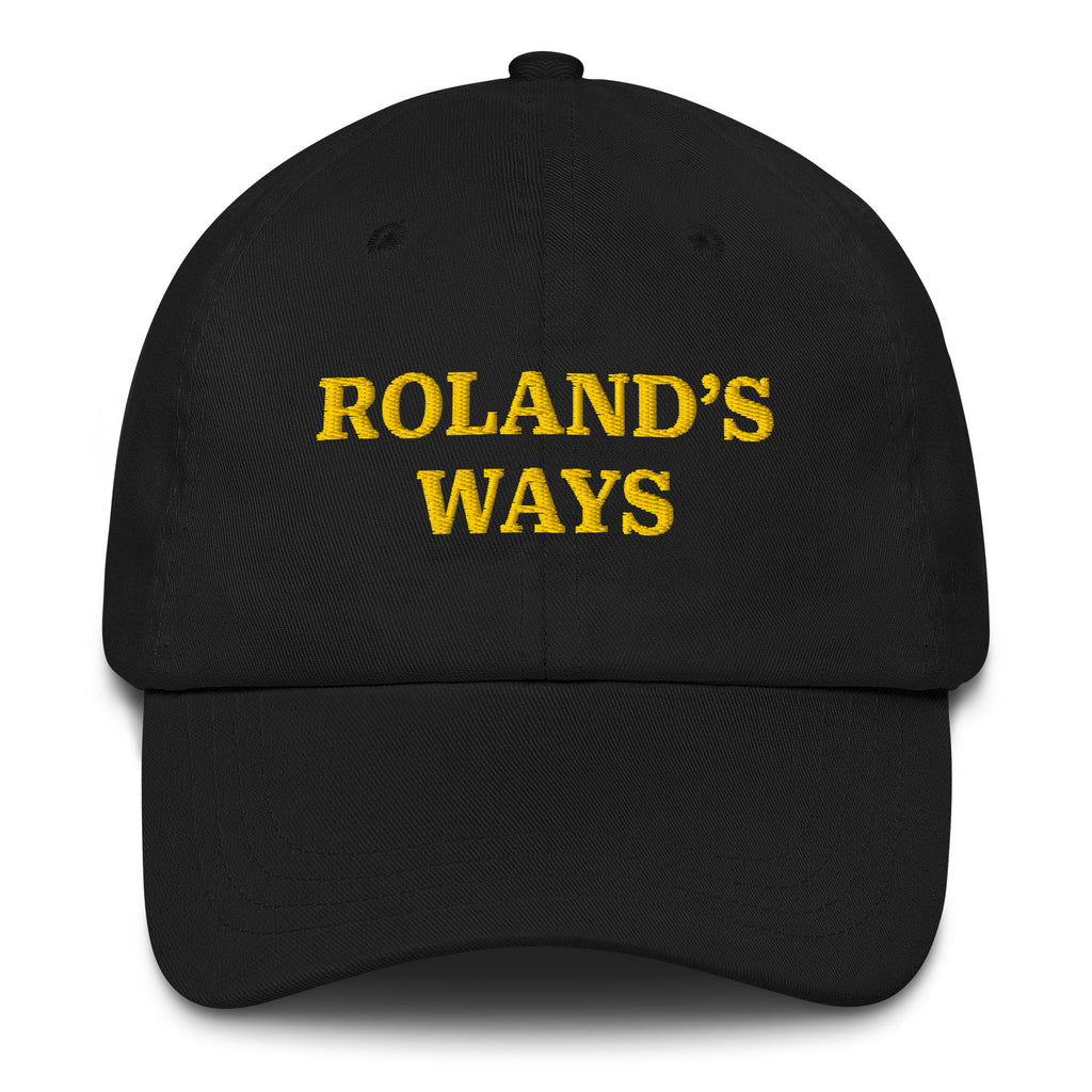 Roland’s Ways Gold Embroidered Classic Cap in black, front view