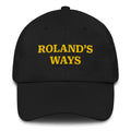Roland’s Ways Gold Embroidered Classic Cap in black, front view