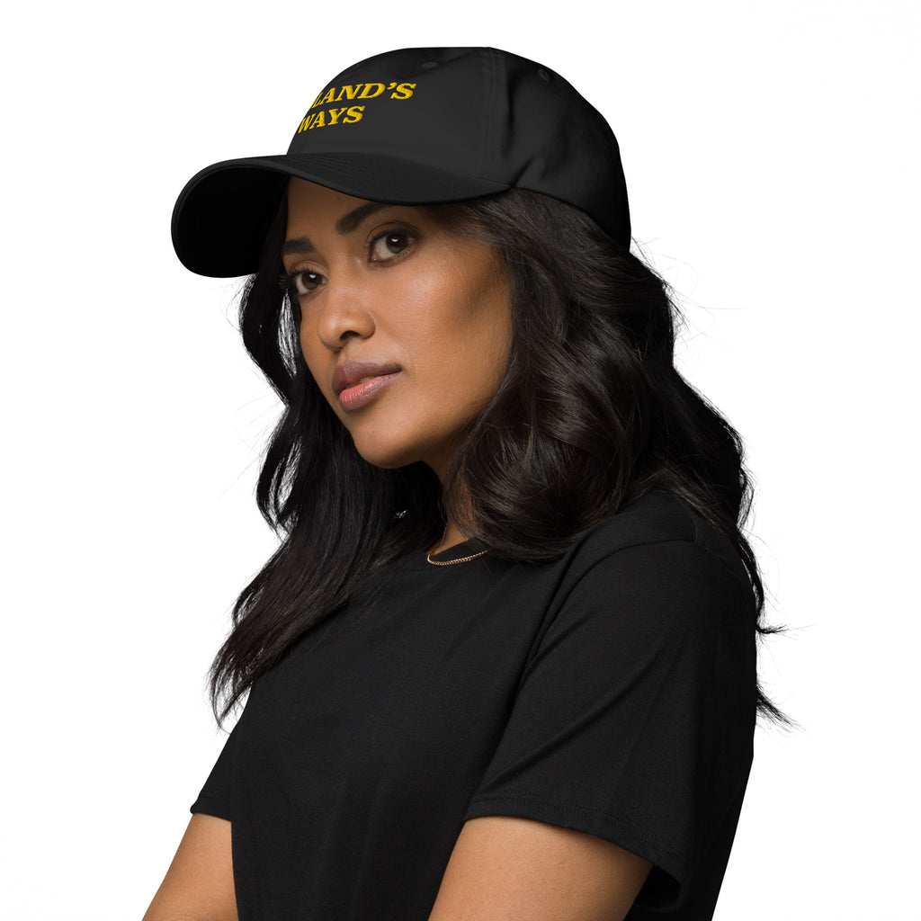 Roland’s Ways embroidered black cap, alternate left side view