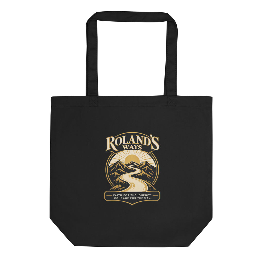 Faith for the Journey Organic Cotton Tote in black, front view