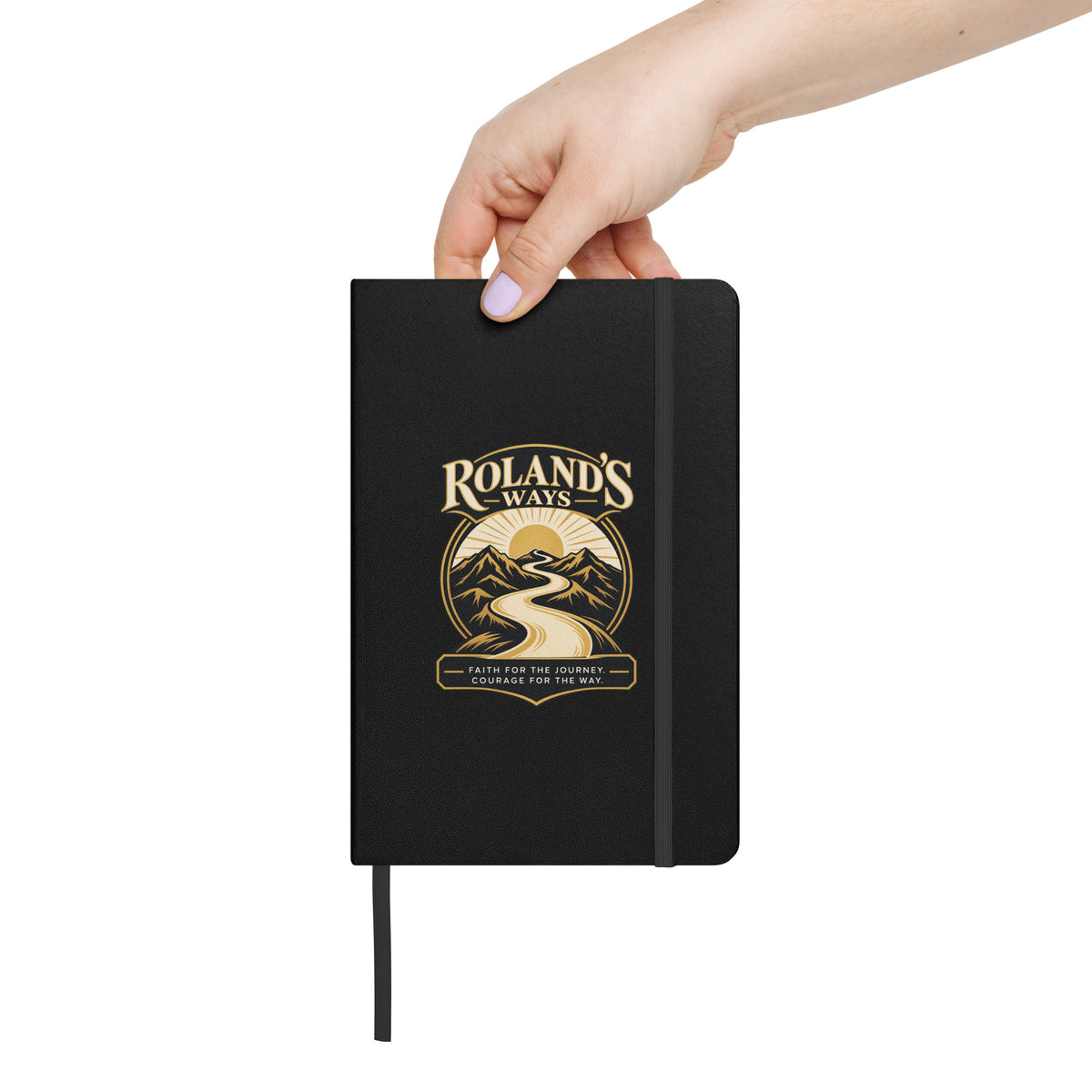 Roland’s Ways black and gold hardcover journal, alternate view