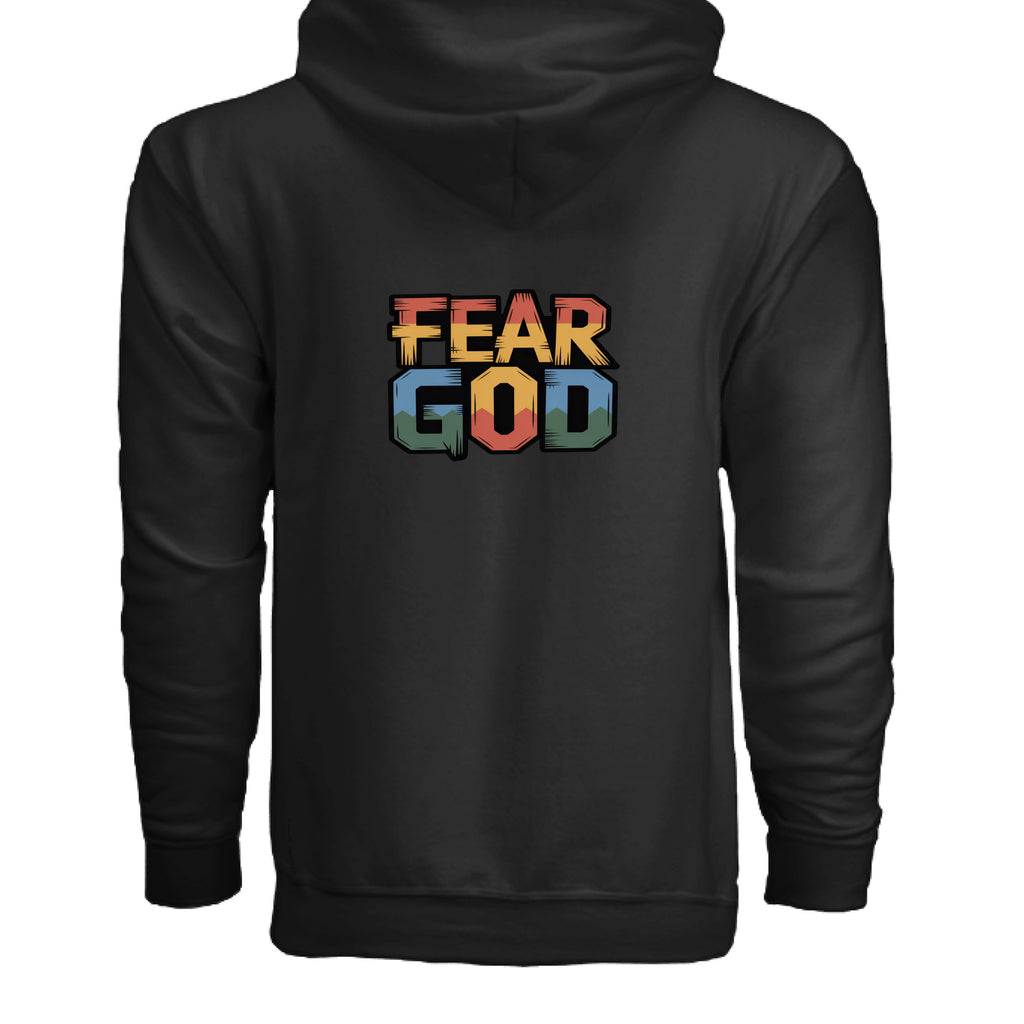 No Fear Full-Zip Hoodie – Premium Fleece with Metal Zipper – BLACK - G186 - BACK