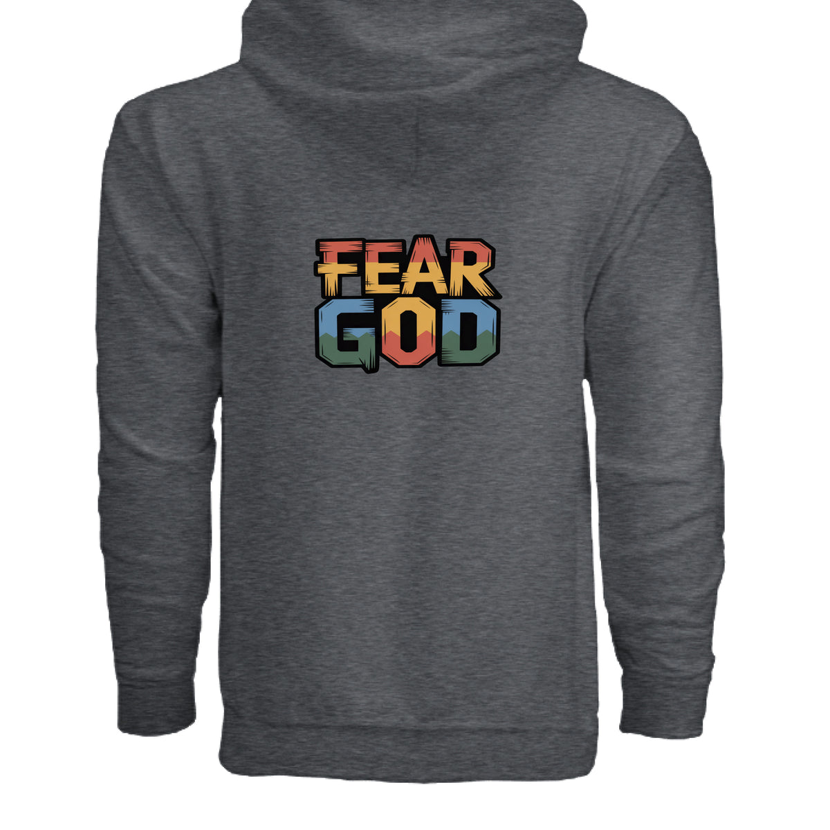 No Fear Full-Zip Hoodie – Premium Fleece with Metal Zipper – DARK HEATHER - G186 - BACK