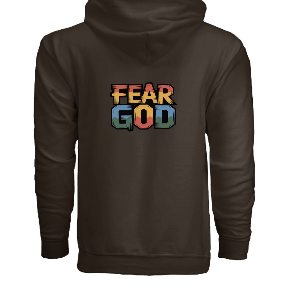 No Fear Full-Zip Hoodie – Premium Fleece with Metal Zipper – DARK CHOCOLATE - G186 - BACK