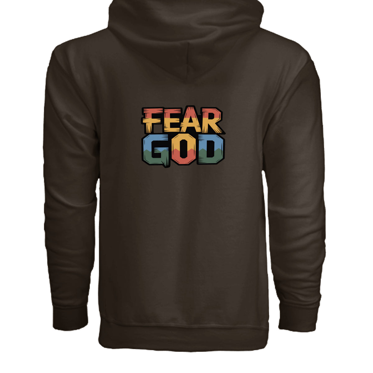 No Fear Full-Zip Hoodie – Premium Fleece with Metal Zipper – DARK CHOCOLATE - G186 - BACK