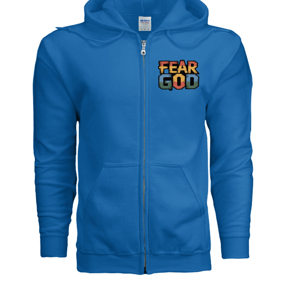 No Fear Full-Zip Hoodie – Premium Fleece with Metal Zipper – ROYAL - G186 - FRONT