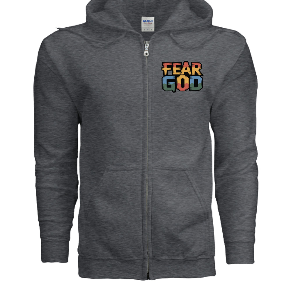 No Fear Full-Zip Hoodie – Premium Fleece with Metal Zipper – DARK HEATHER - G186 - FRONT