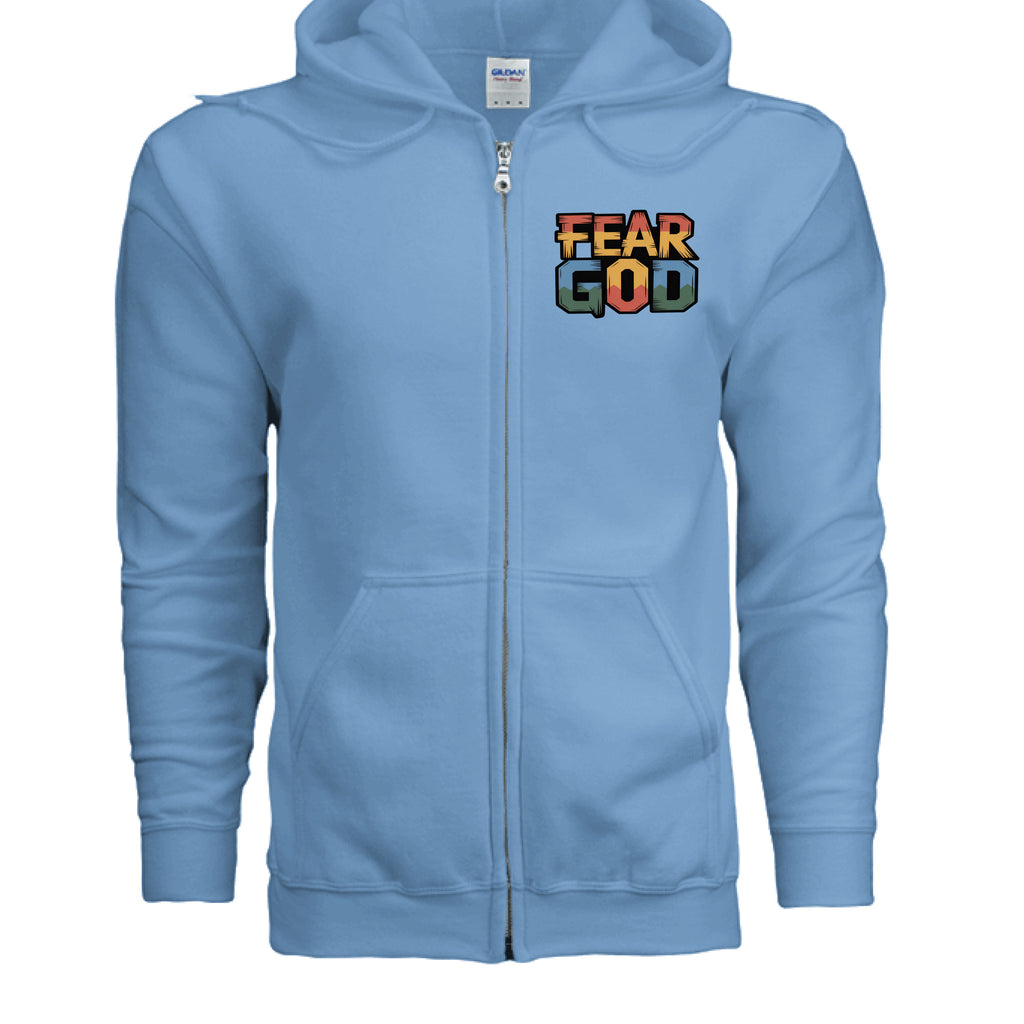 No Fear Full-Zip Hoodie – Premium Fleece with Metal Zipper – CAROLINA BLUE - G186 - FRONT