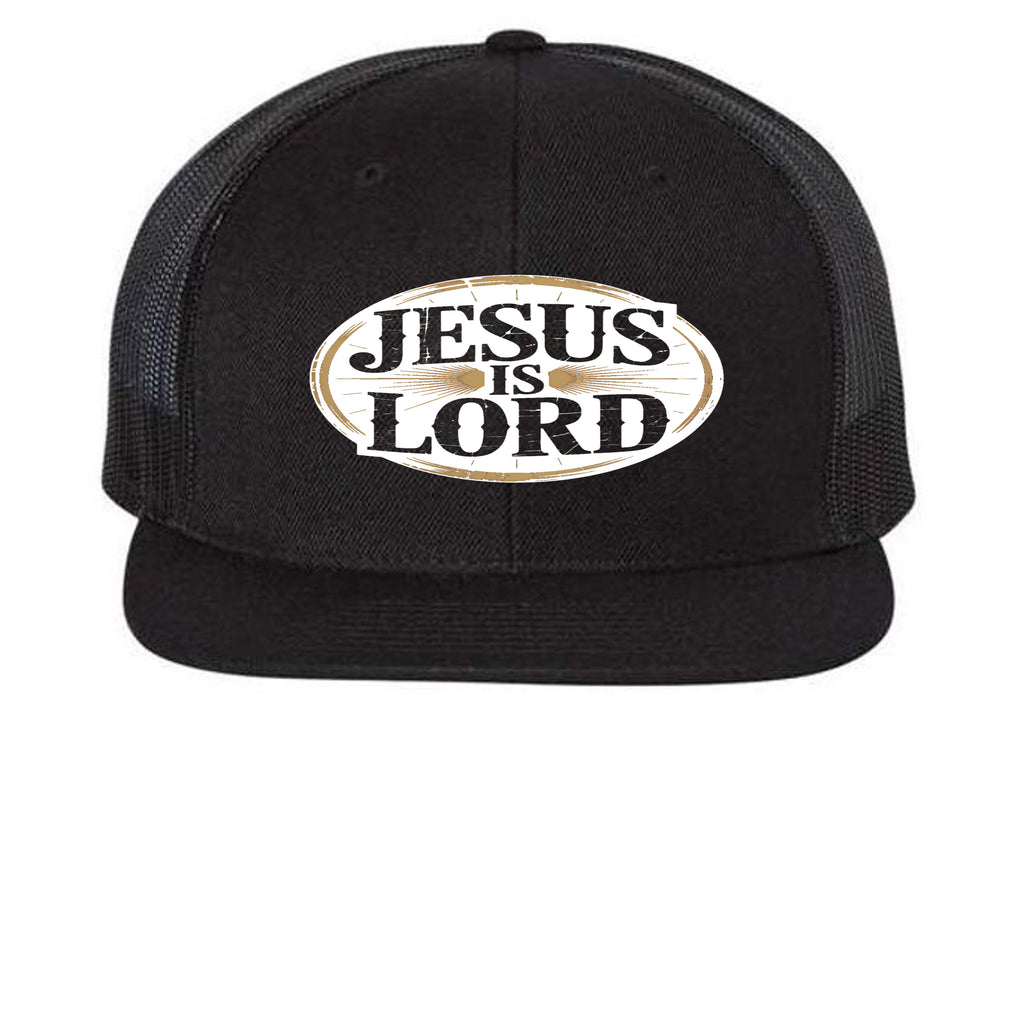 Bold Statement Flat Bill Trucker Cap | Structured Snapback – Black/ Black - 511 - FRONT