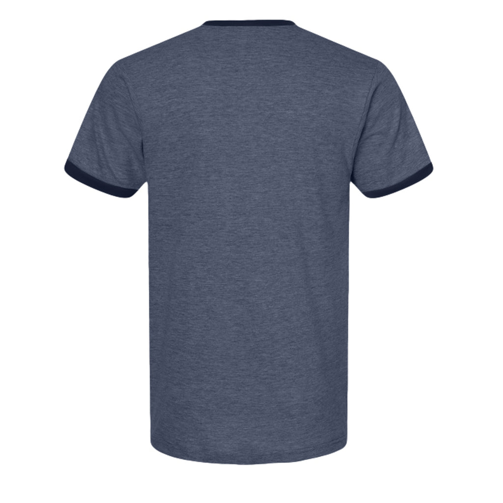 Roland’s Ways Fine Jersey Ringer Tee – Heather Denim/ Navy - 246 - BACK