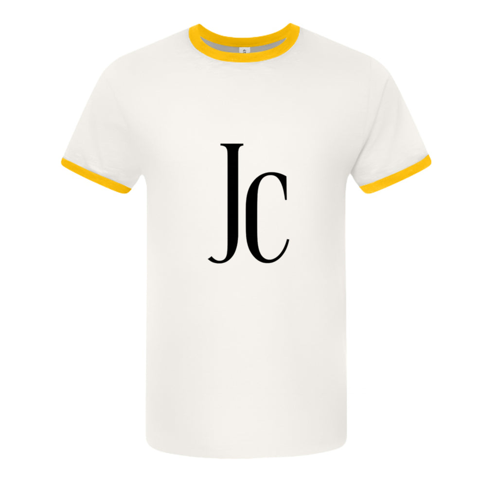 Roland’s Ways Fine Jersey Ringer Tee – Vintage White/ Mellow Yellow - 246 - FRONT