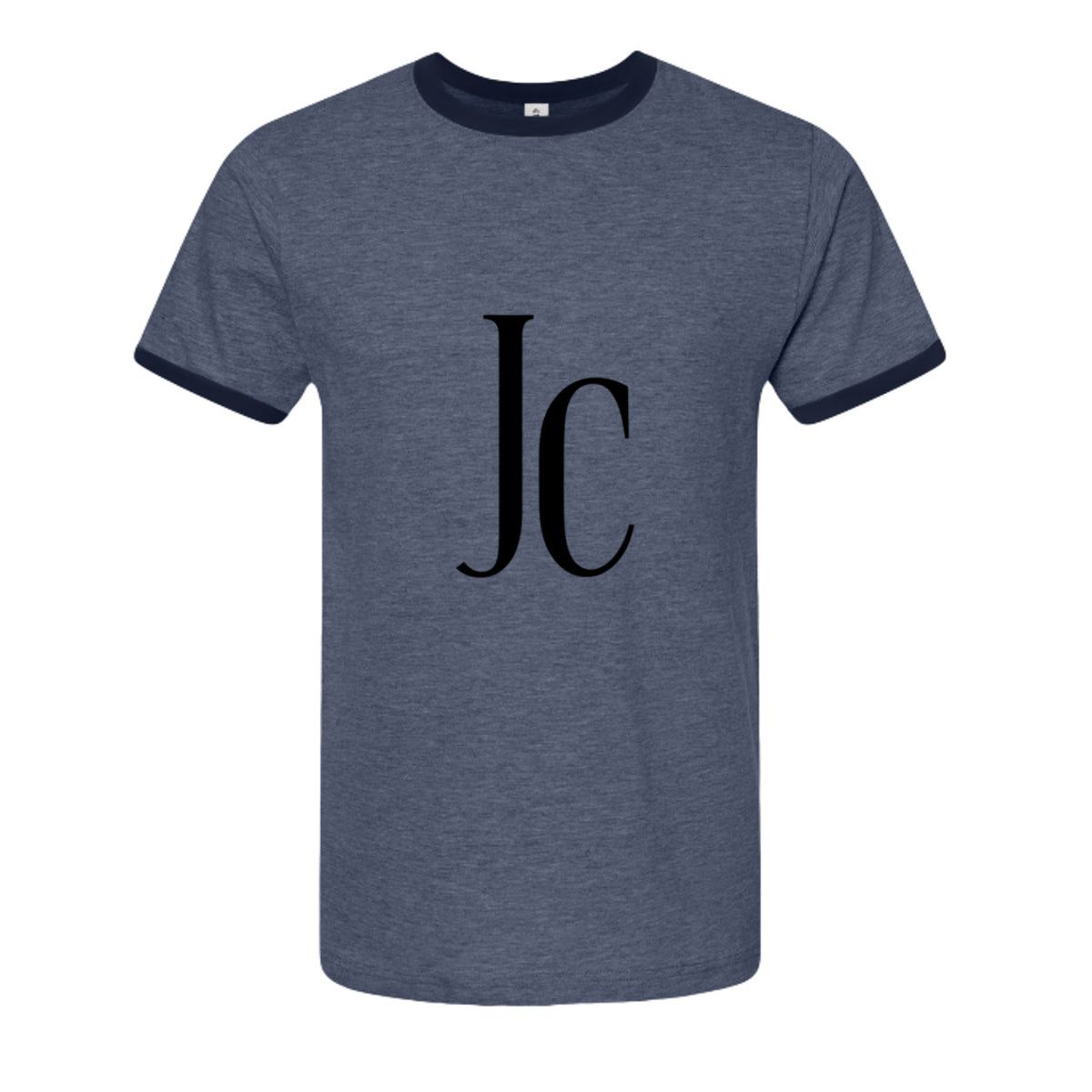 Roland’s Ways Fine Jersey Ringer Tee – Heather Denim/ Navy - 246 - FRONT