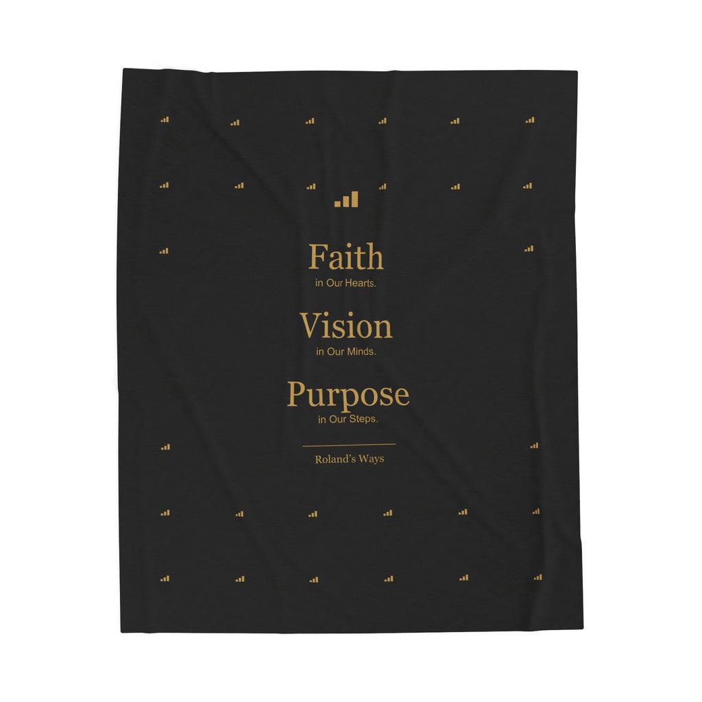 Black and gold Roland’s Ways signature throw blanket — supplier digital mockup