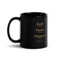 Roland’s Ways signature black mug with gold printed artwork — 11 oz