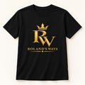 Studio mockup of the black Roland’s Ways Signature Edition #1 tee