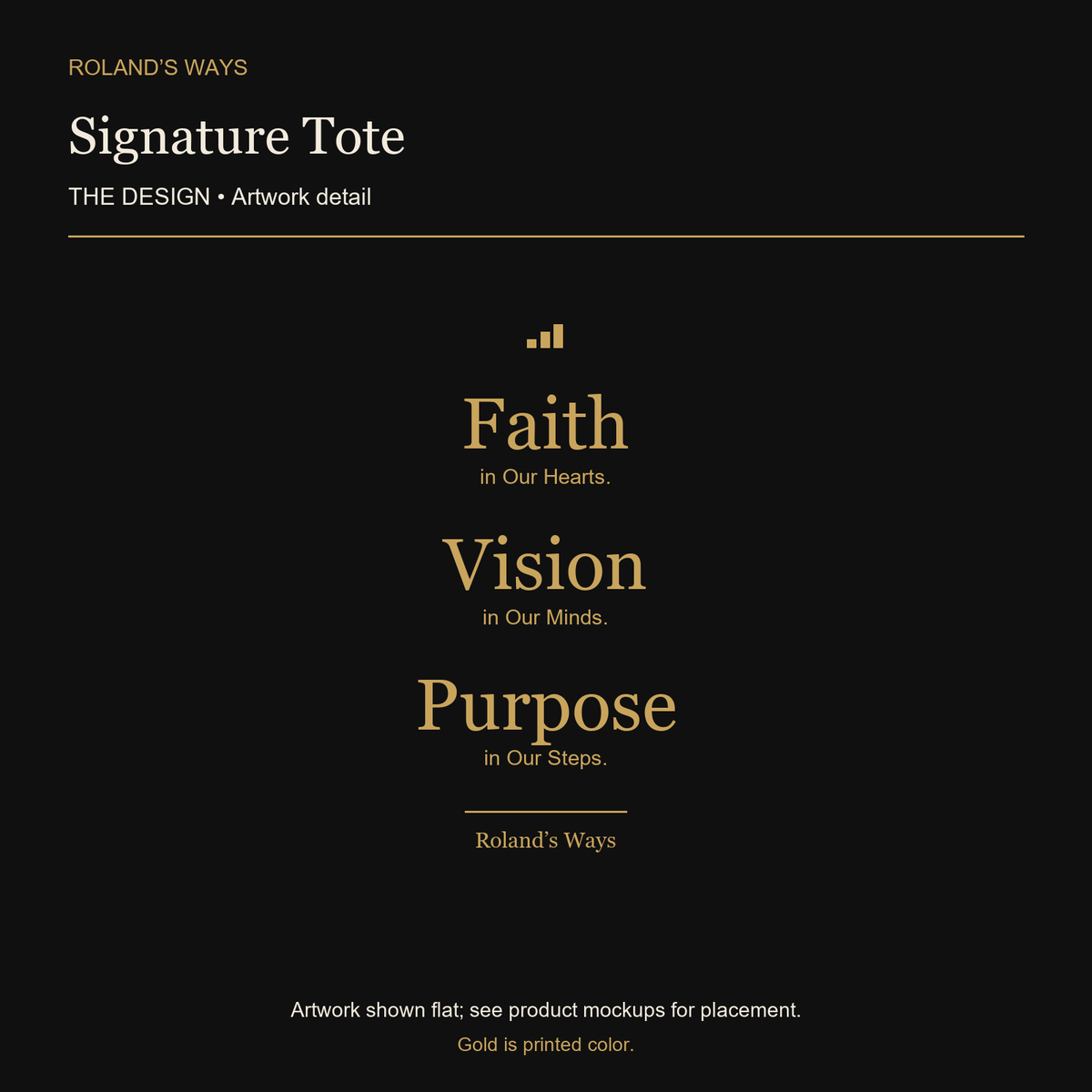 Signature Tote — enlarged approved artwork detail, shown flat