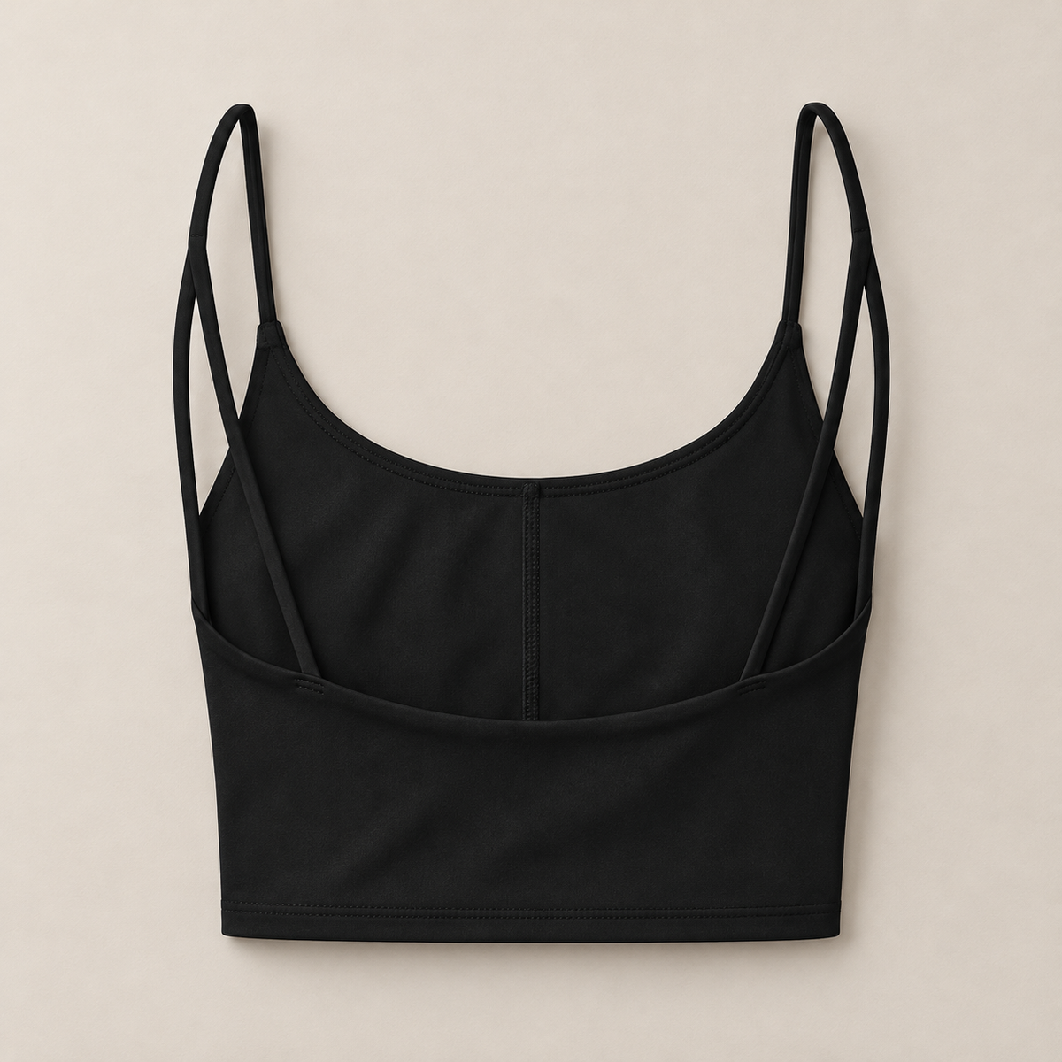Illustrative studio mockup of the RW ACTIVE sports bra back and shoulder straps.