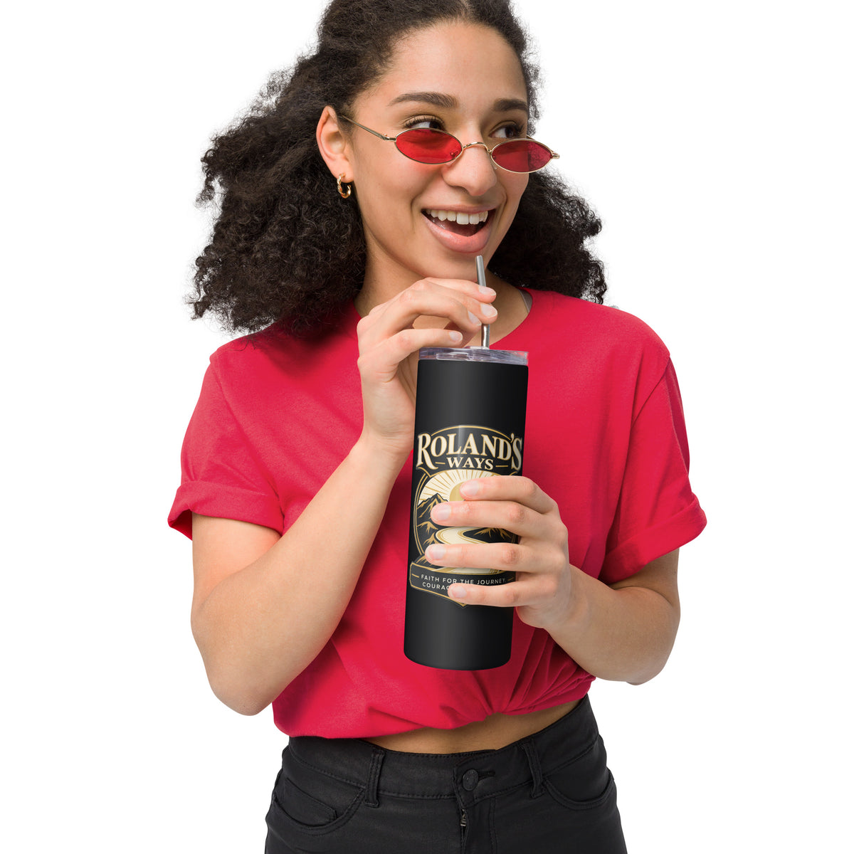 Black Roland’s Ways Faith for the Journey tumbler, alternate front view