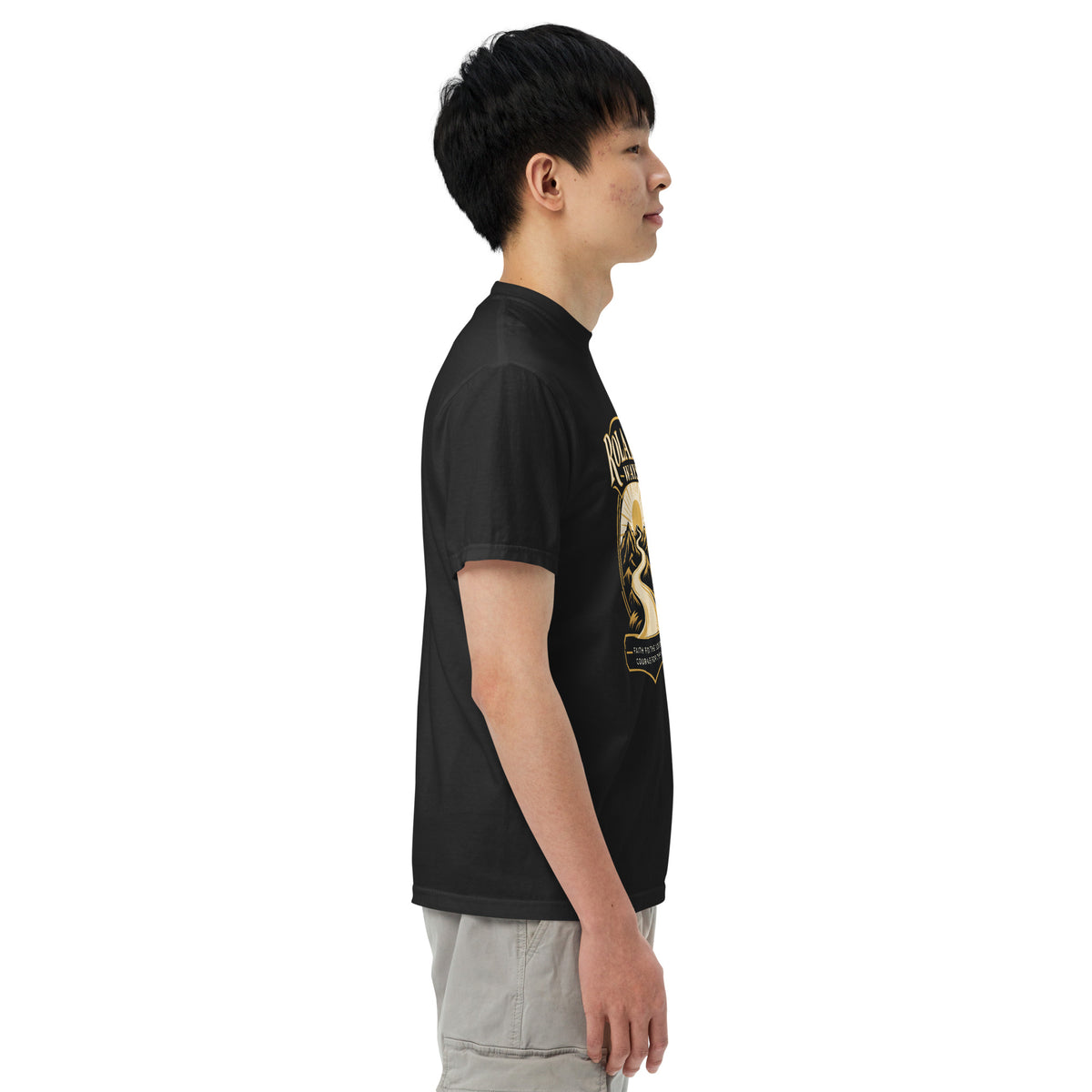Black Faith for the Journey heavyweight tee, right side view
